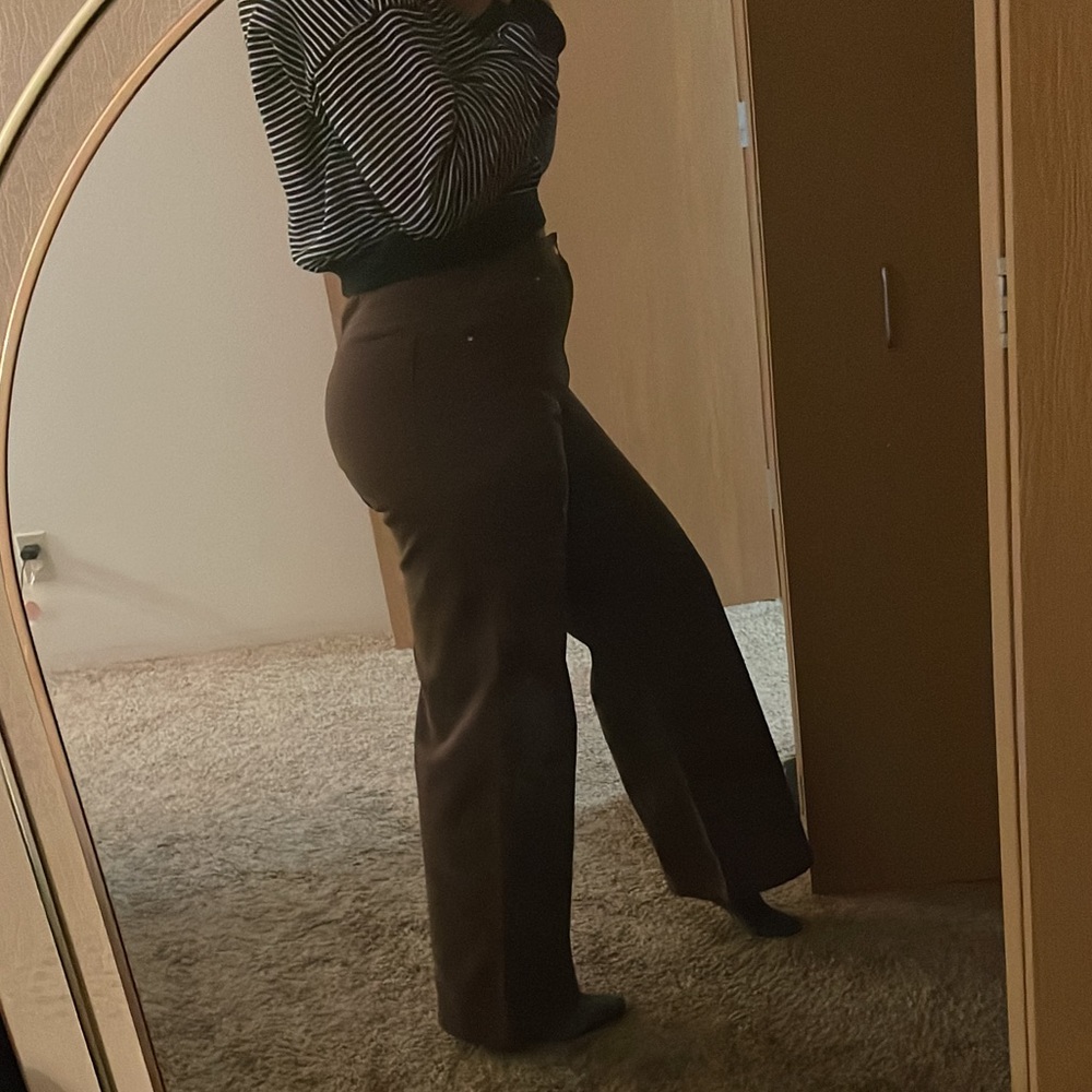 High waisted brown jeans.